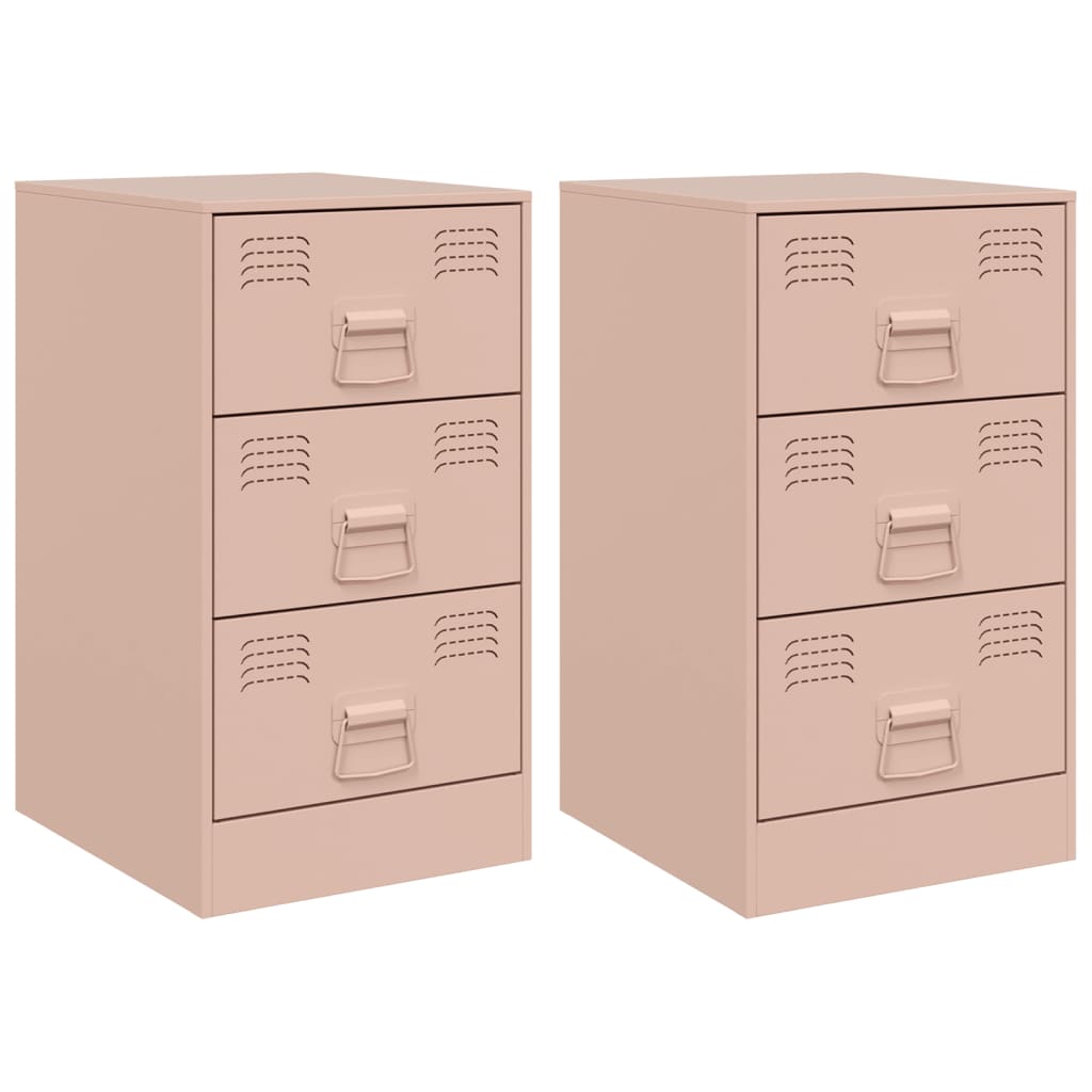 vidaXL Yöpöydät 2 kpl pinkki 34,5x39x62 cm teräs