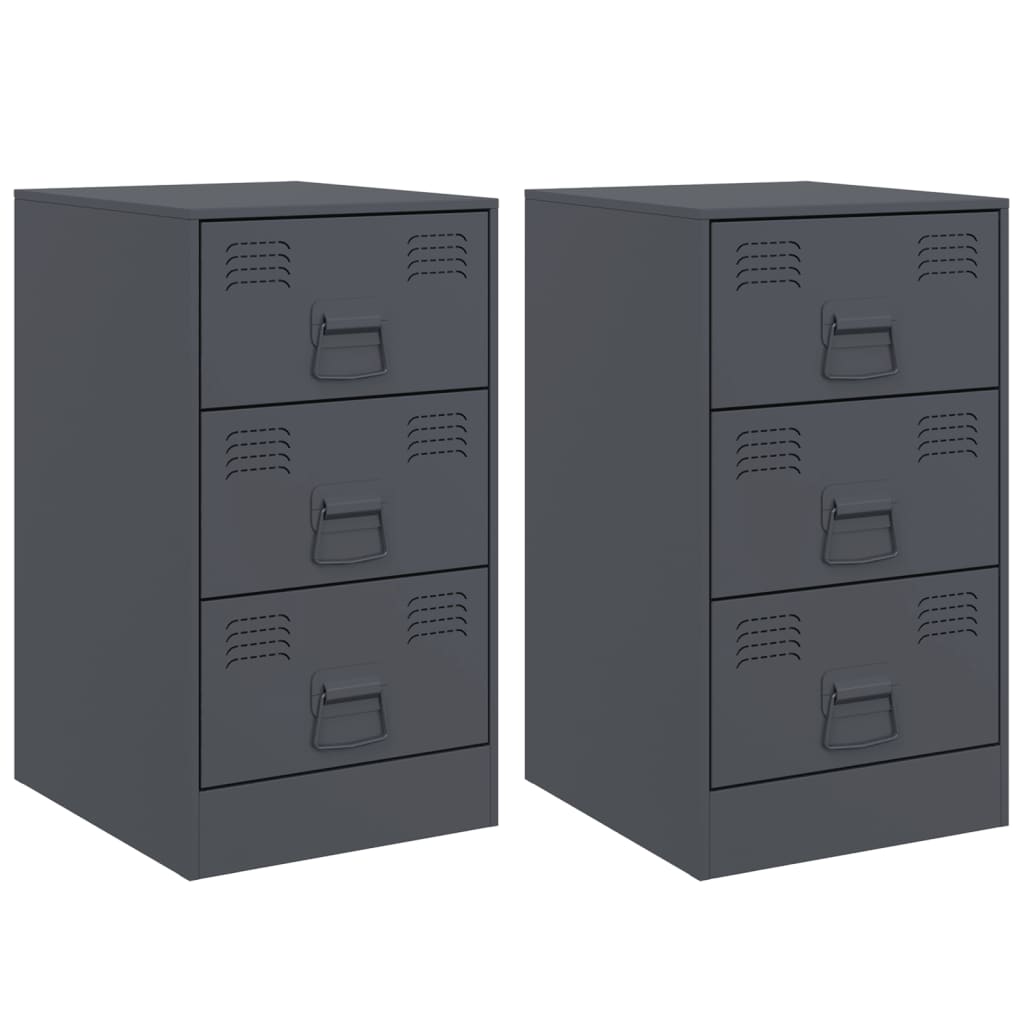 vidaXL Yöpöydät 2 kpl antrasiitti 34,5x39x62 cm teräs