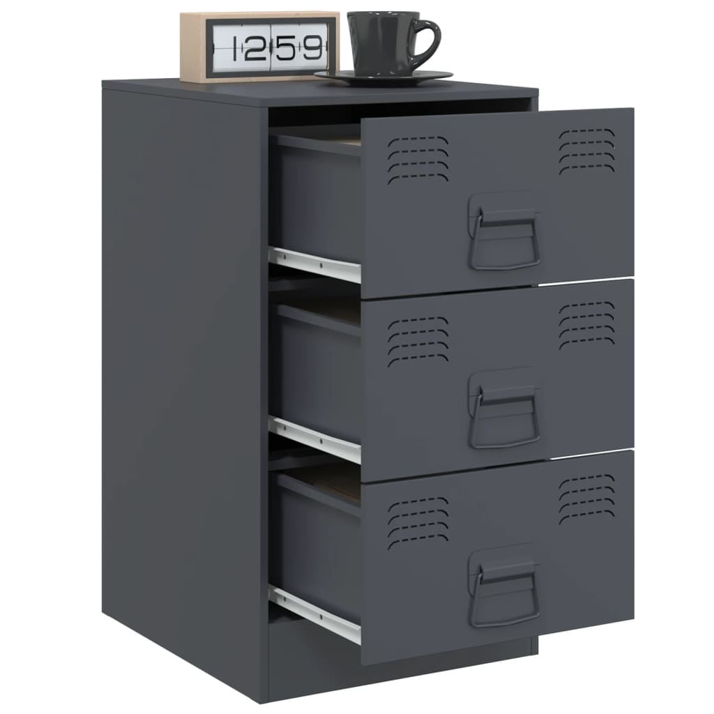 vidaXL Yöpöydät 2 kpl antrasiitti 34,5x39x62 cm teräs