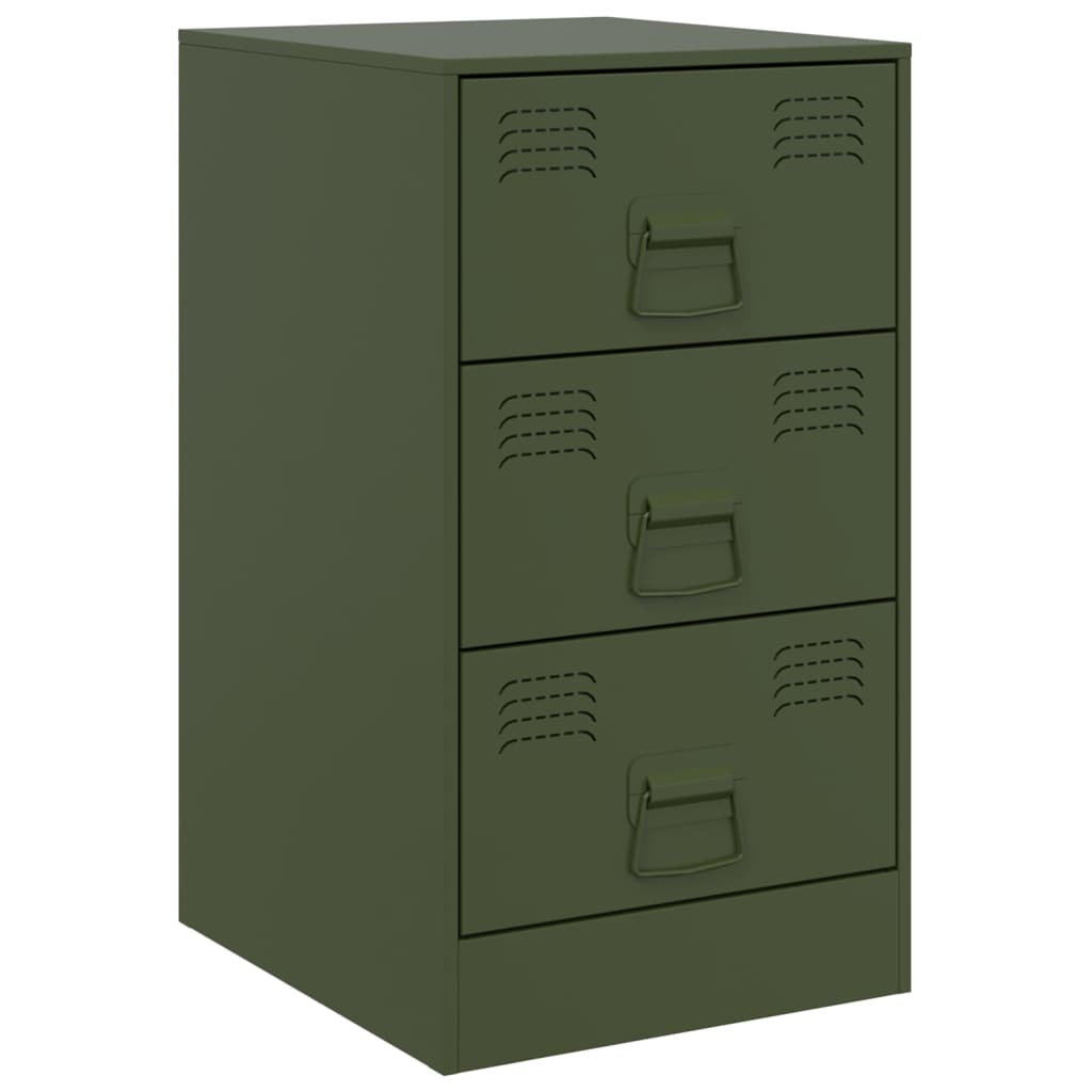 vidaXL Yöpöydät 2 kpl oliivinvihreä 34,5x39x62 cm teräs