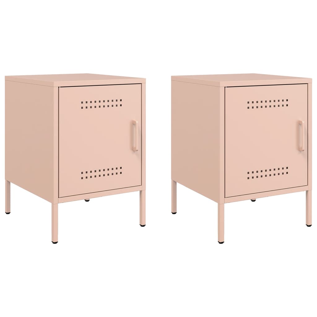 vidaXL Yöpöydät 2 kpl pinkki 36x39x50,5 cm teräs
