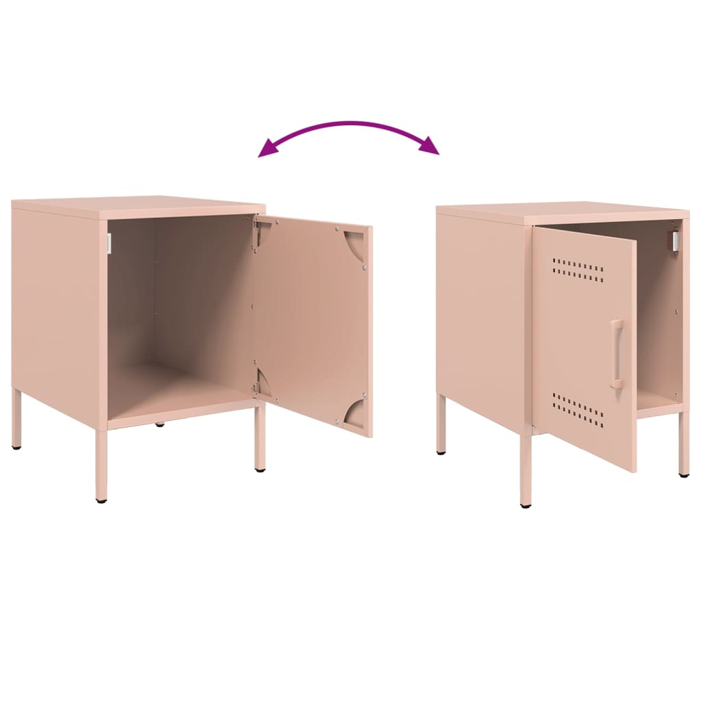 vidaXL Yöpöydät 2 kpl pinkki 36x39x50,5 cm teräs