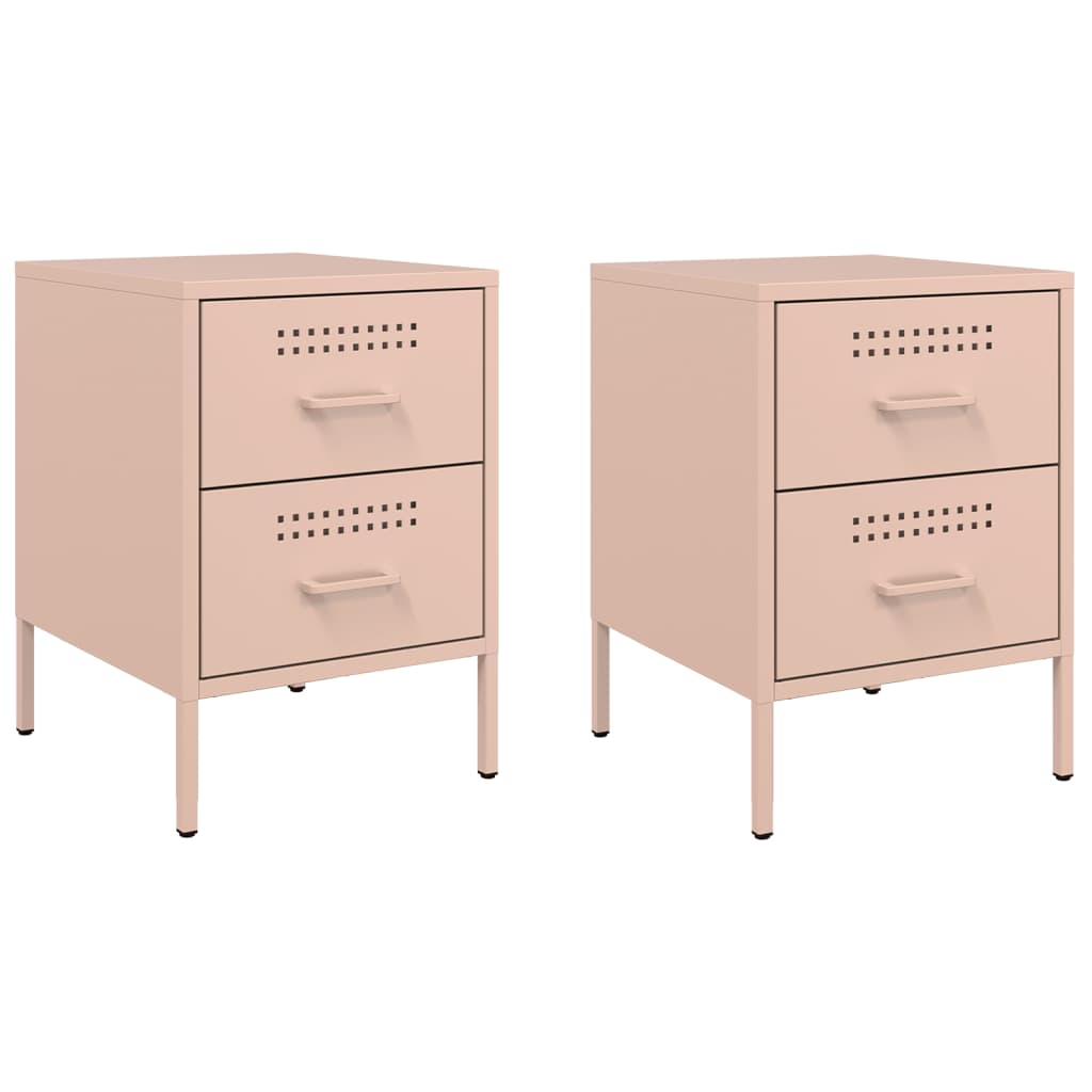 vidaXL Yöpöydät 2 kpl pinkki 36x39x50,5 cm teräs