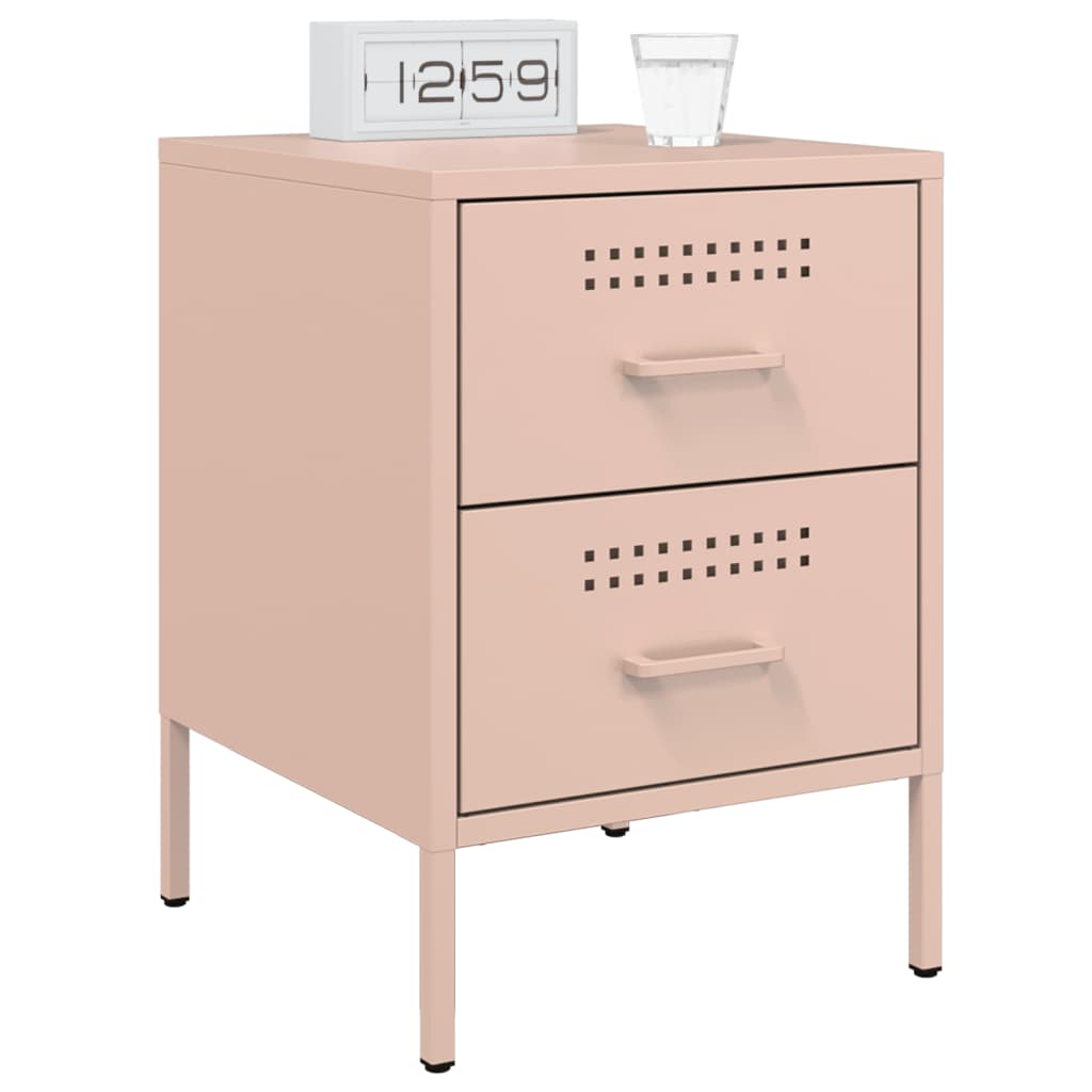 vidaXL Yöpöydät 2 kpl pinkki 36x39x50,5 cm teräs