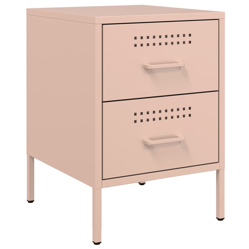 vidaXL Yöpöydät 2 kpl pinkki 36x39x50,5 cm teräs