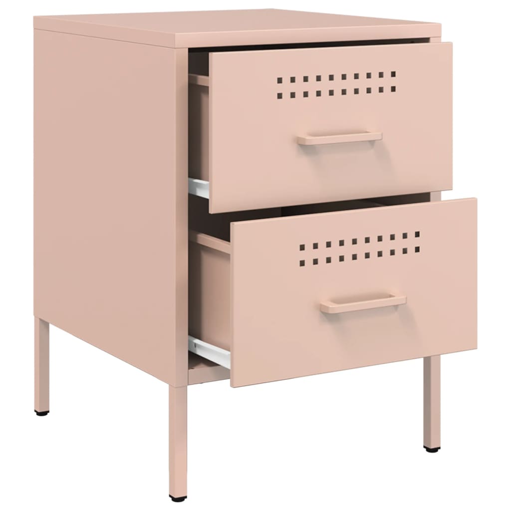 vidaXL Yöpöydät 2 kpl pinkki 36x39x50,5 cm teräs