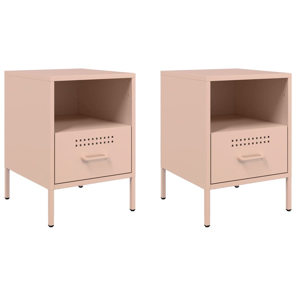 vidaXL Yöpöydät 2 kpl pinkki 36x39x50,5 cm teräs
