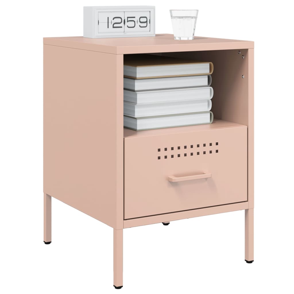 vidaXL Yöpöydät 2 kpl pinkki 36x39x50,5 cm teräs
