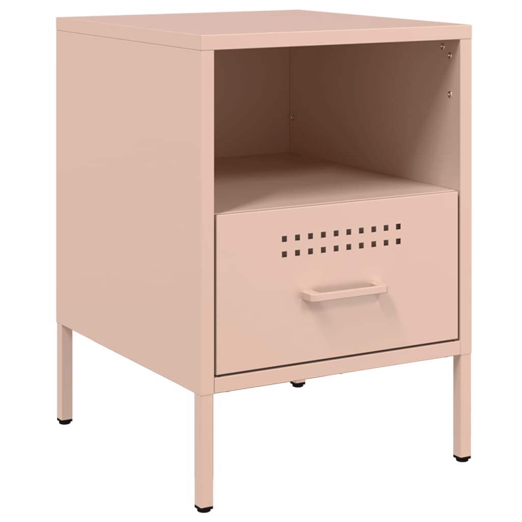 vidaXL Yöpöydät 2 kpl pinkki 36x39x50,5 cm teräs