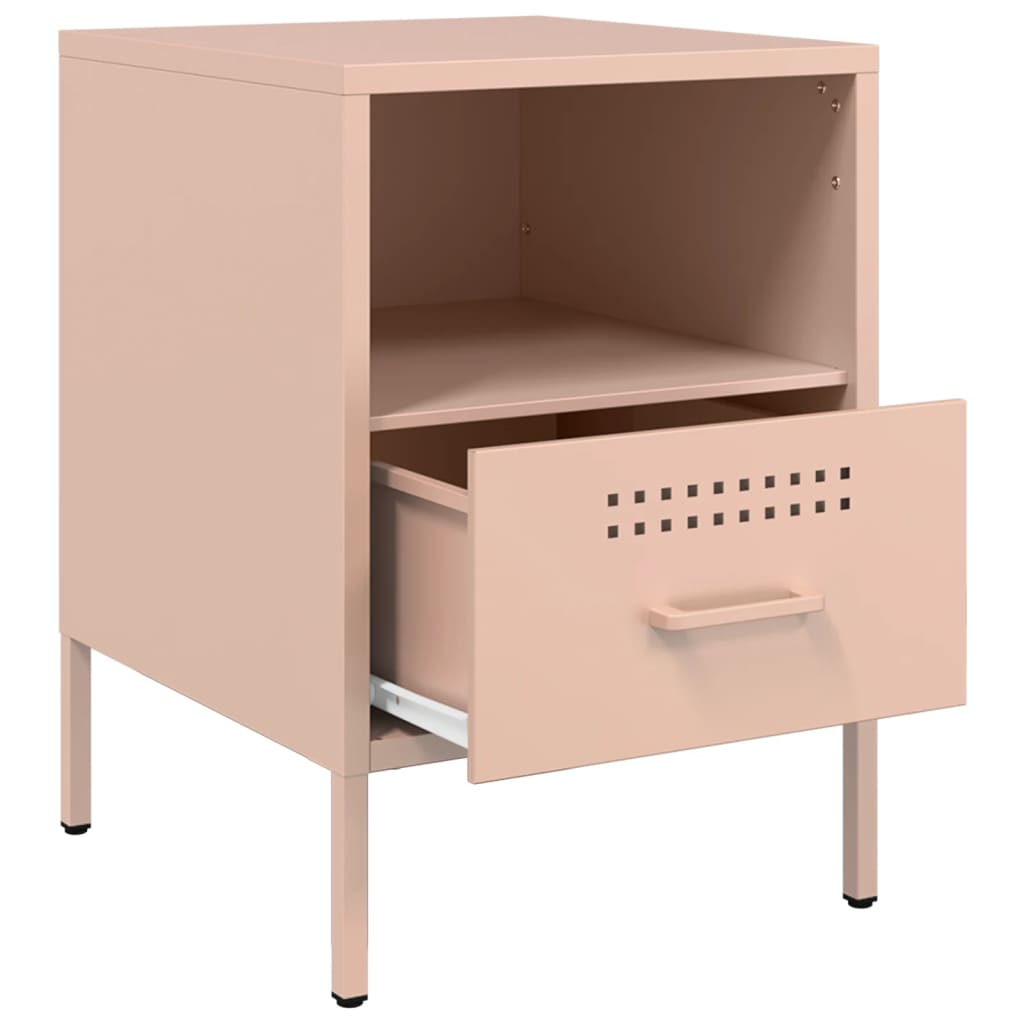 vidaXL Yöpöydät 2 kpl pinkki 36x39x50,5 cm teräs