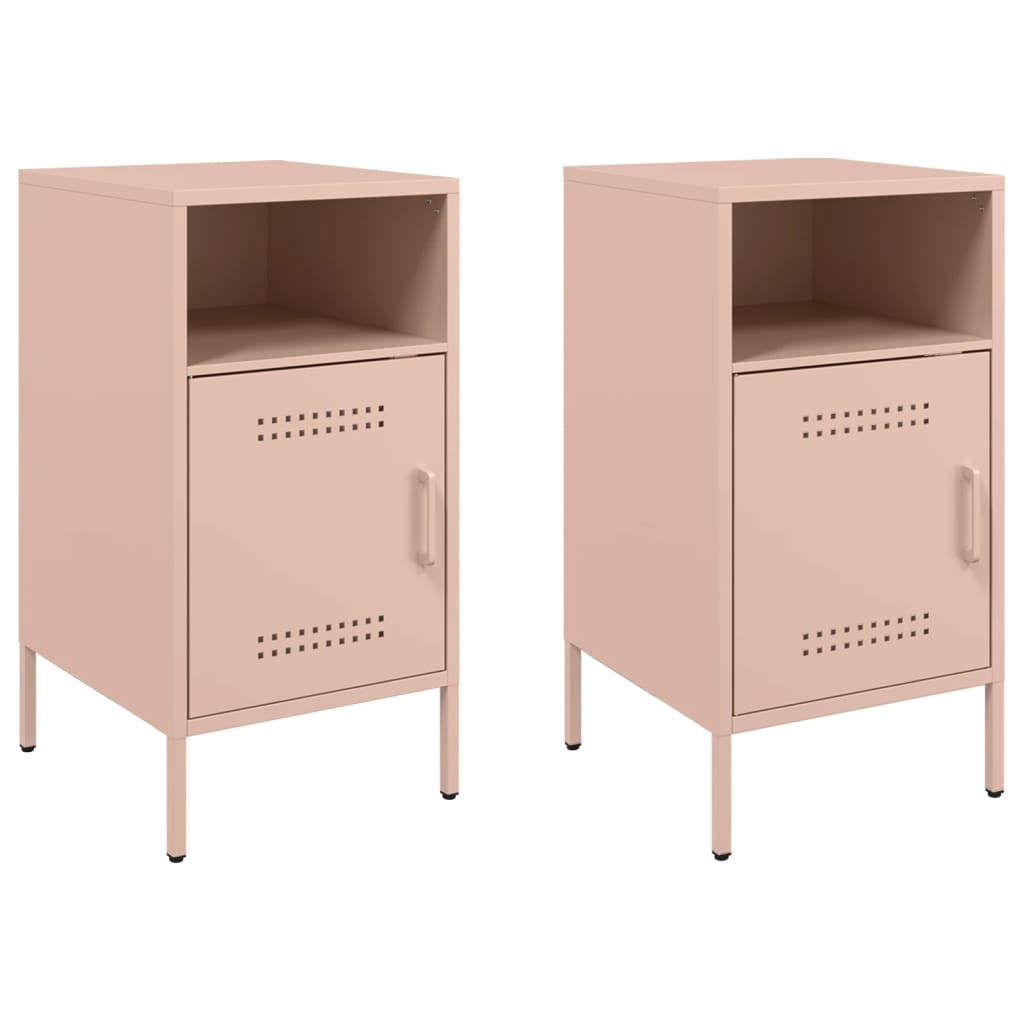 vidaXL Yöpöydät 2 kpl pinkki 36x39x68 cm teräs