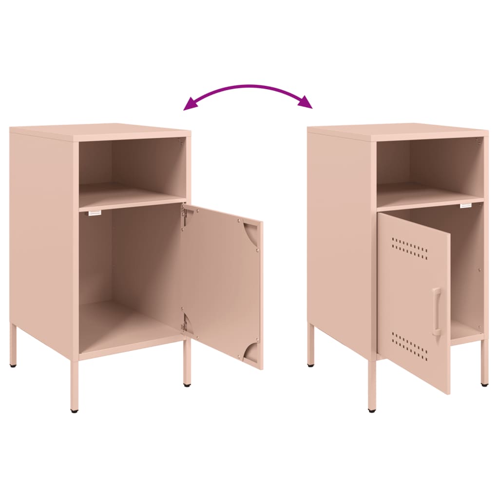 vidaXL Yöpöydät 2 kpl pinkki 36x39x68 cm teräs