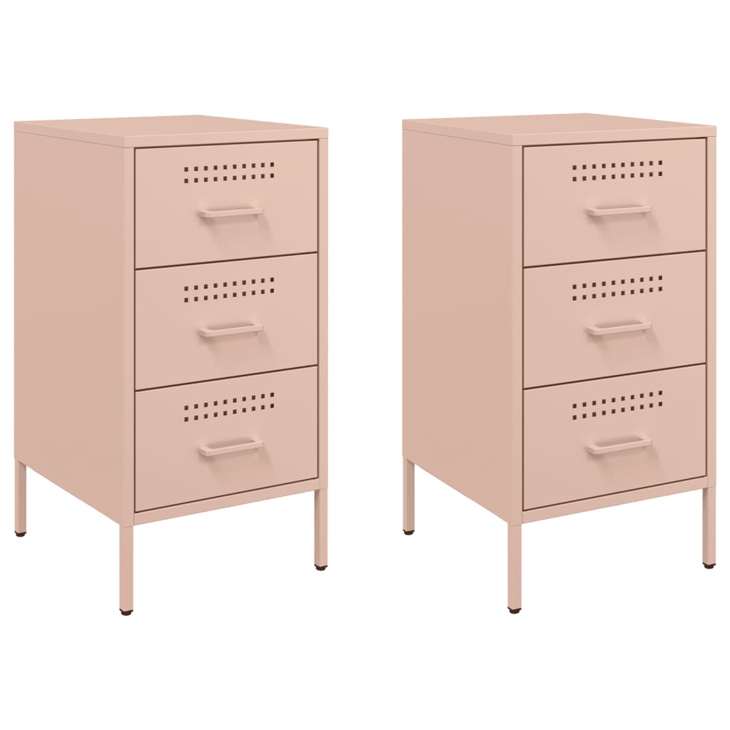 vidaXL Yöpöydät 2 kpl pinkki 36x39x68 cm teräs