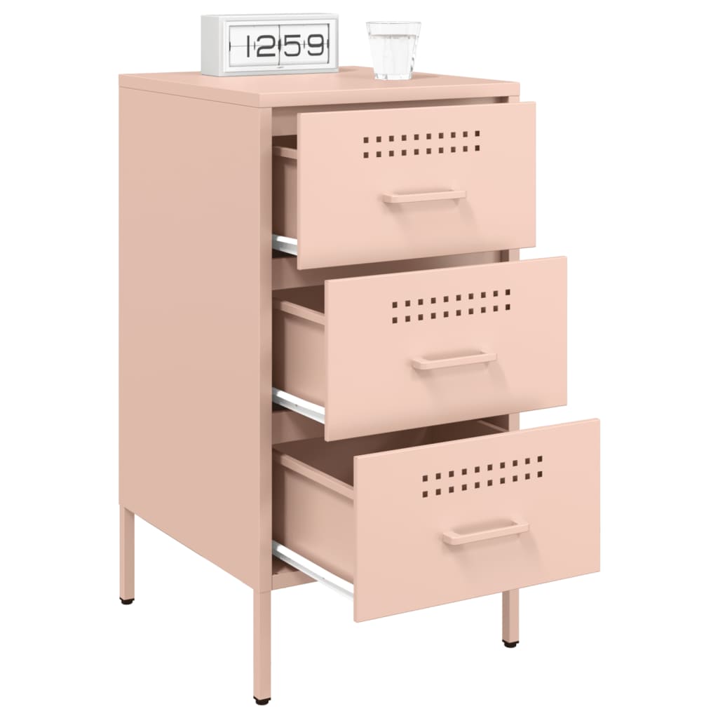 vidaXL Yöpöydät 2 kpl pinkki 36x39x68 cm teräs