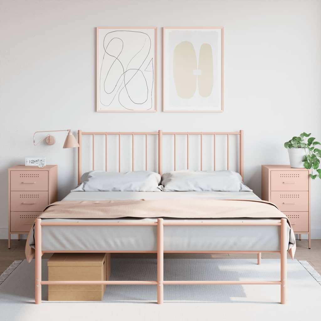 vidaXL Yöpöydät 2 kpl pinkki 36x39x68 cm teräs