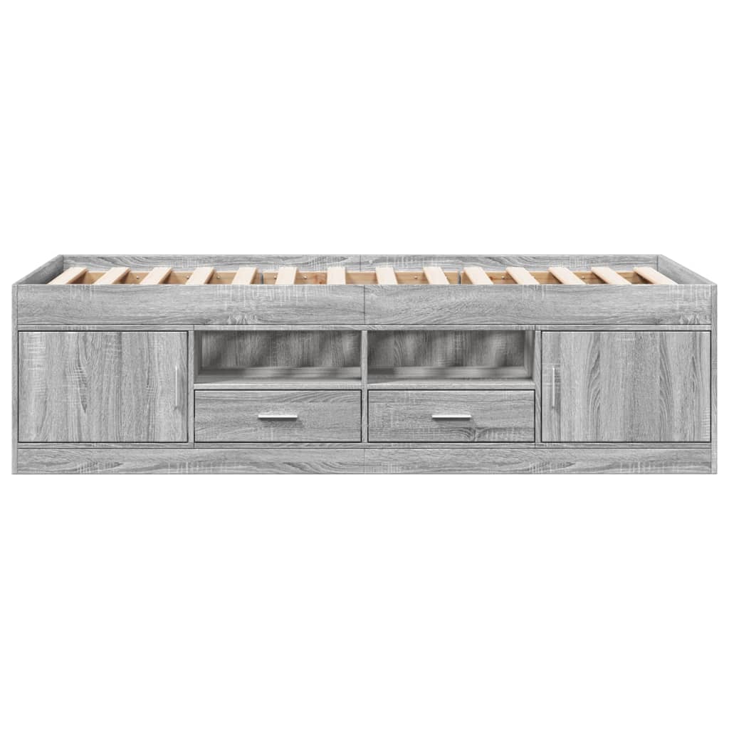 vidaXL Vuodesohva laatikoilla ei patjaa harmaa Sonoma 100x200 cm