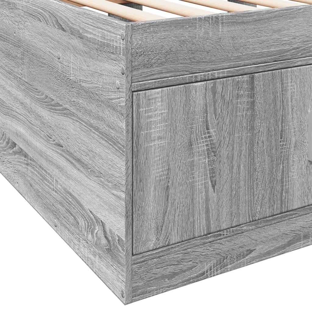 vidaXL Vuodesohva laatikoilla ei patjaa harmaa Sonoma 100x200 cm