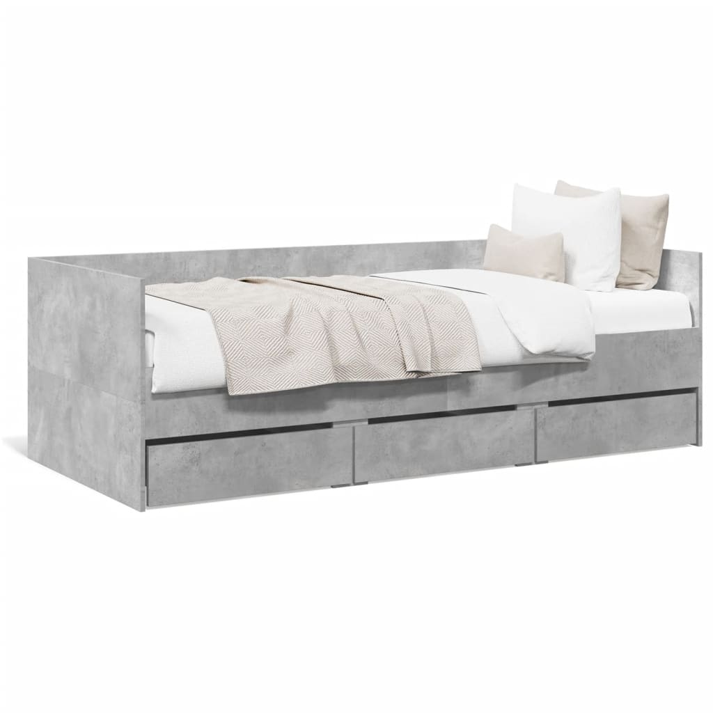 vidaXL Vuodesohva laatikoilla ei patjaa betoninharmaa 100x200 cm