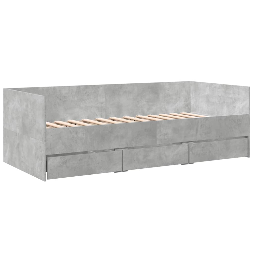 vidaXL Vuodesohva laatikoilla ei patjaa betoninharmaa 100x200 cm