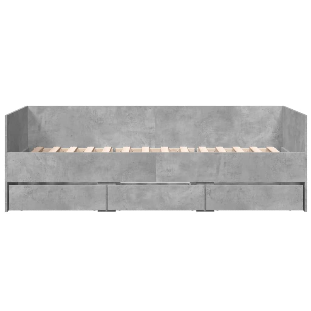 vidaXL Vuodesohva laatikoilla ei patjaa betoninharmaa 100x200 cm