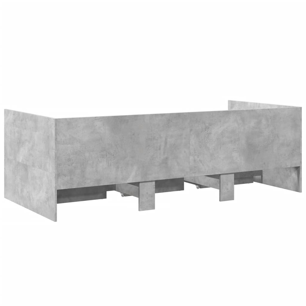vidaXL Vuodesohva laatikoilla ei patjaa betoninharmaa 100x200 cm