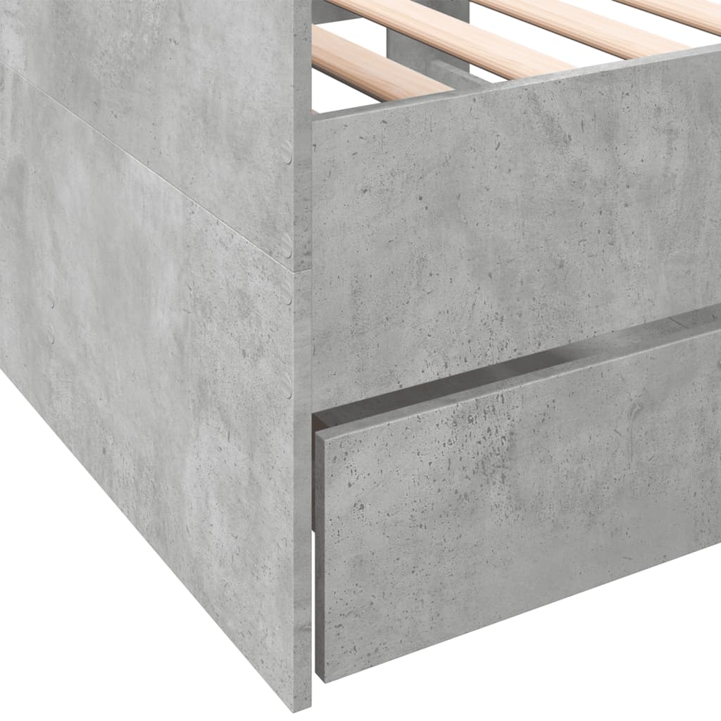 vidaXL Vuodesohva laatikoilla ei patjaa betoninharmaa 100x200 cm