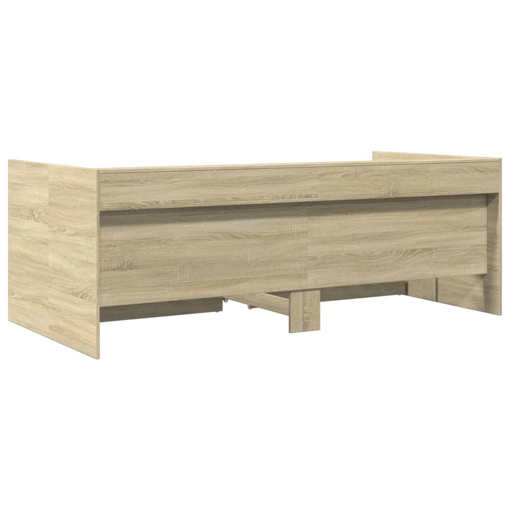 vidaXL Vuodesohva laatikoilla ei patjaa Sonoma-tammi 90x200 cm