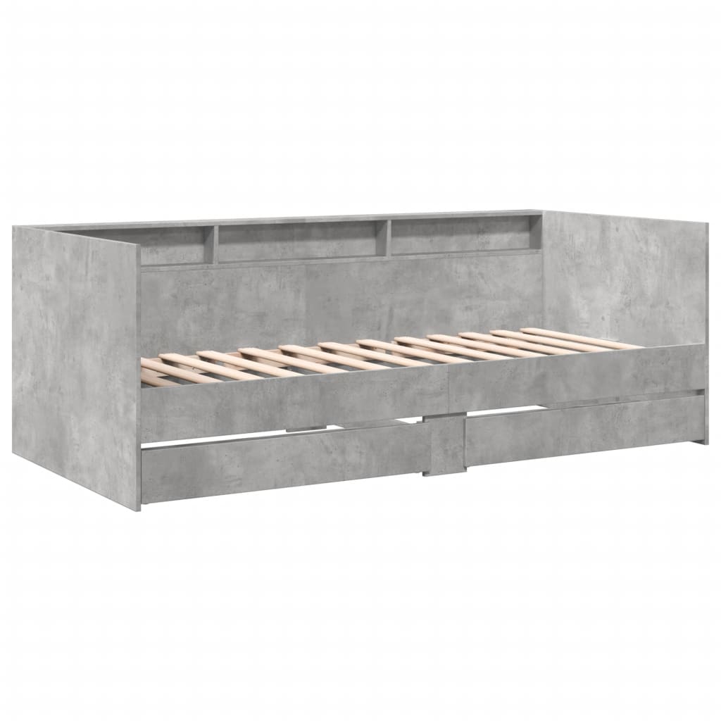 vidaXL Vuodesohva laatikoilla ei patjaa betoninharmaa 90x190 cm