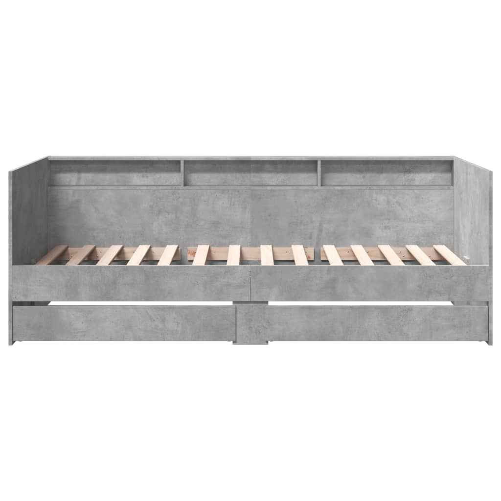 vidaXL Vuodesohva laatikoilla ei patjaa betoninharmaa 75x190 cm