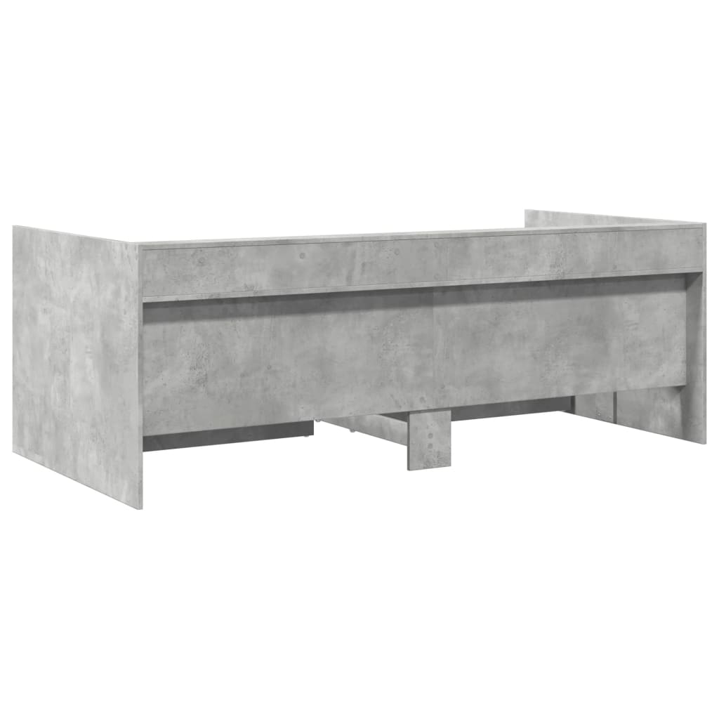 vidaXL Vuodesohva laatikoilla ei patjaa betoninharmaa 75x190 cm