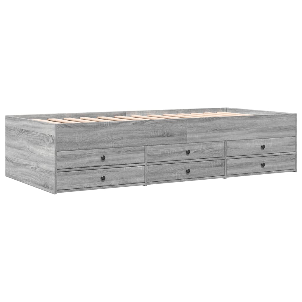 vidaXL Vuodesohva laatikoilla ei patjaa harmaa Sonoma 100x200 cm