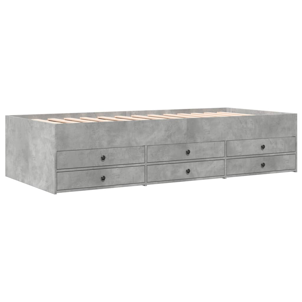 vidaXL Vuodesohva laatikoilla ei patjaa betoninharmaa 90x200 cm