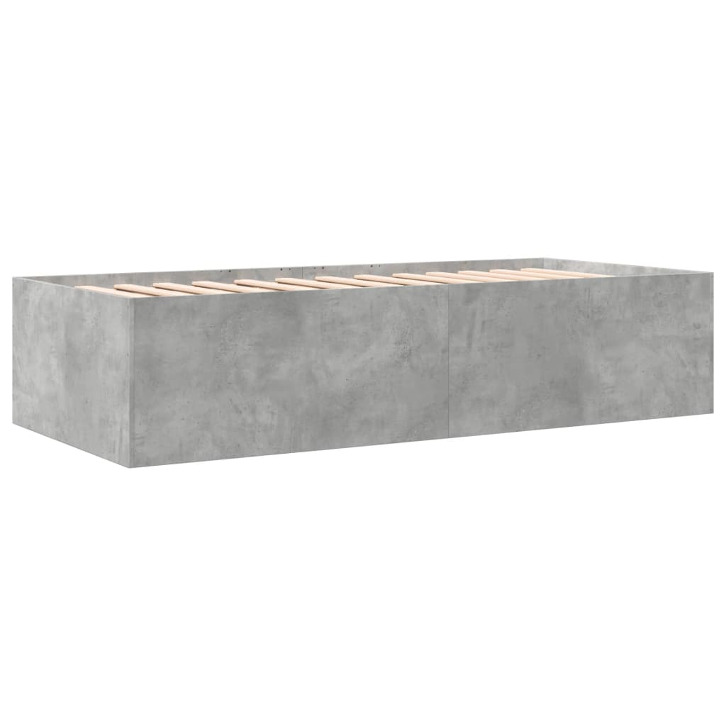 vidaXL Vuodesohva laatikoilla ei patjaa betoninharmaa 90x200 cm