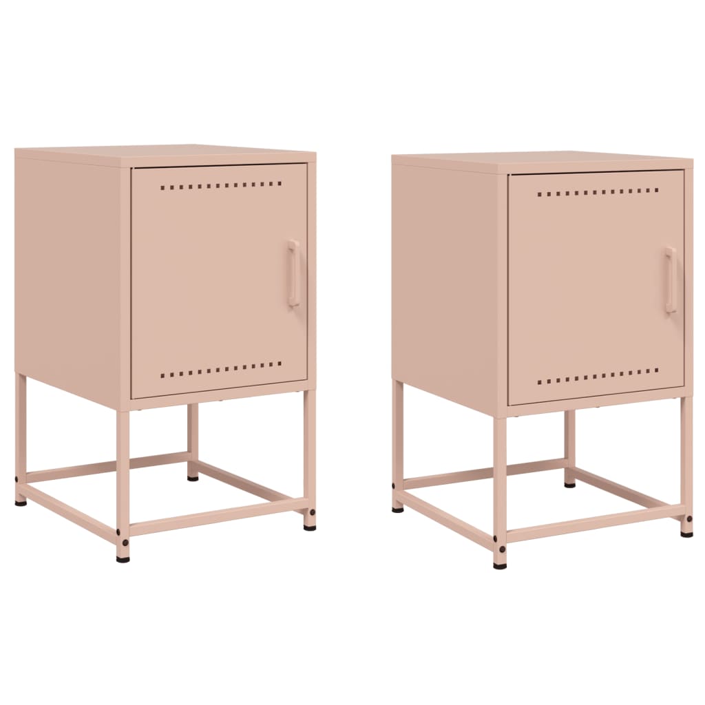 vidaXL Yöpöydät 2 kpl pinkki 36x39x60,5 cm teräs