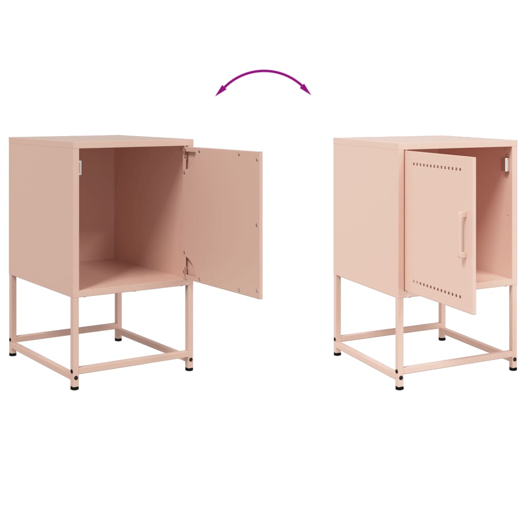 vidaXL Yöpöydät 2 kpl pinkki 36x39x60,5 cm teräs