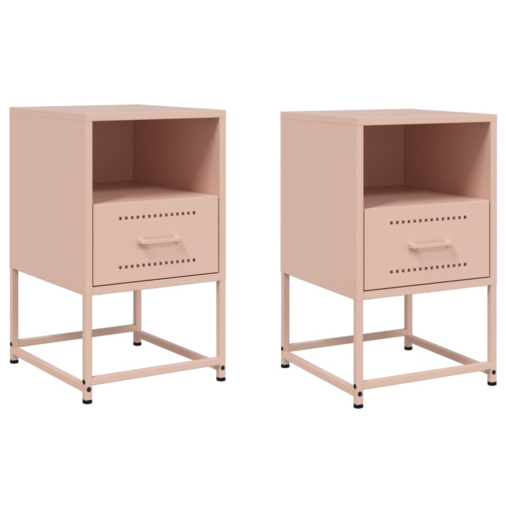 vidaXL Yöpöydät 2 kpl pinkki 36x39x60,5 cm teräs