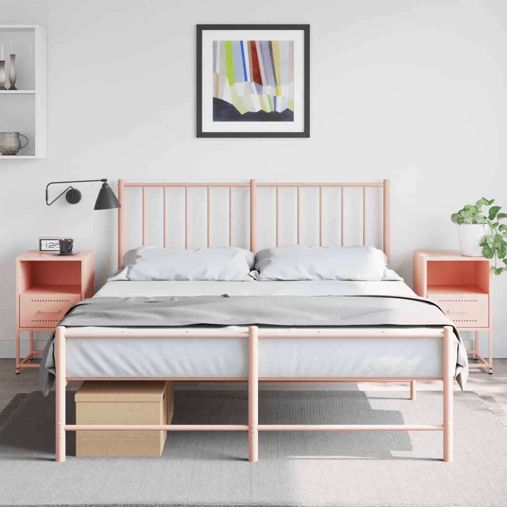 vidaXL Yöpöydät 2 kpl pinkki 36x39x60,5 cm teräs