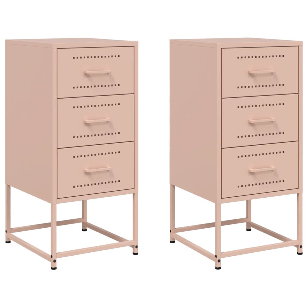 vidaXL Yöpöydät 2 kpl pinkki 36x39x78 cm teräs