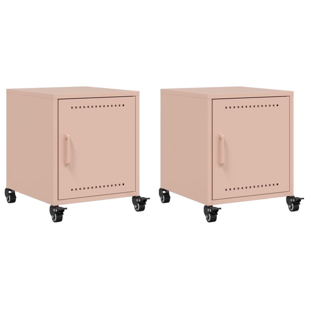 vidaXL Yöpöydät 2 kpl pinkki 36x39x43,5 cm teräs