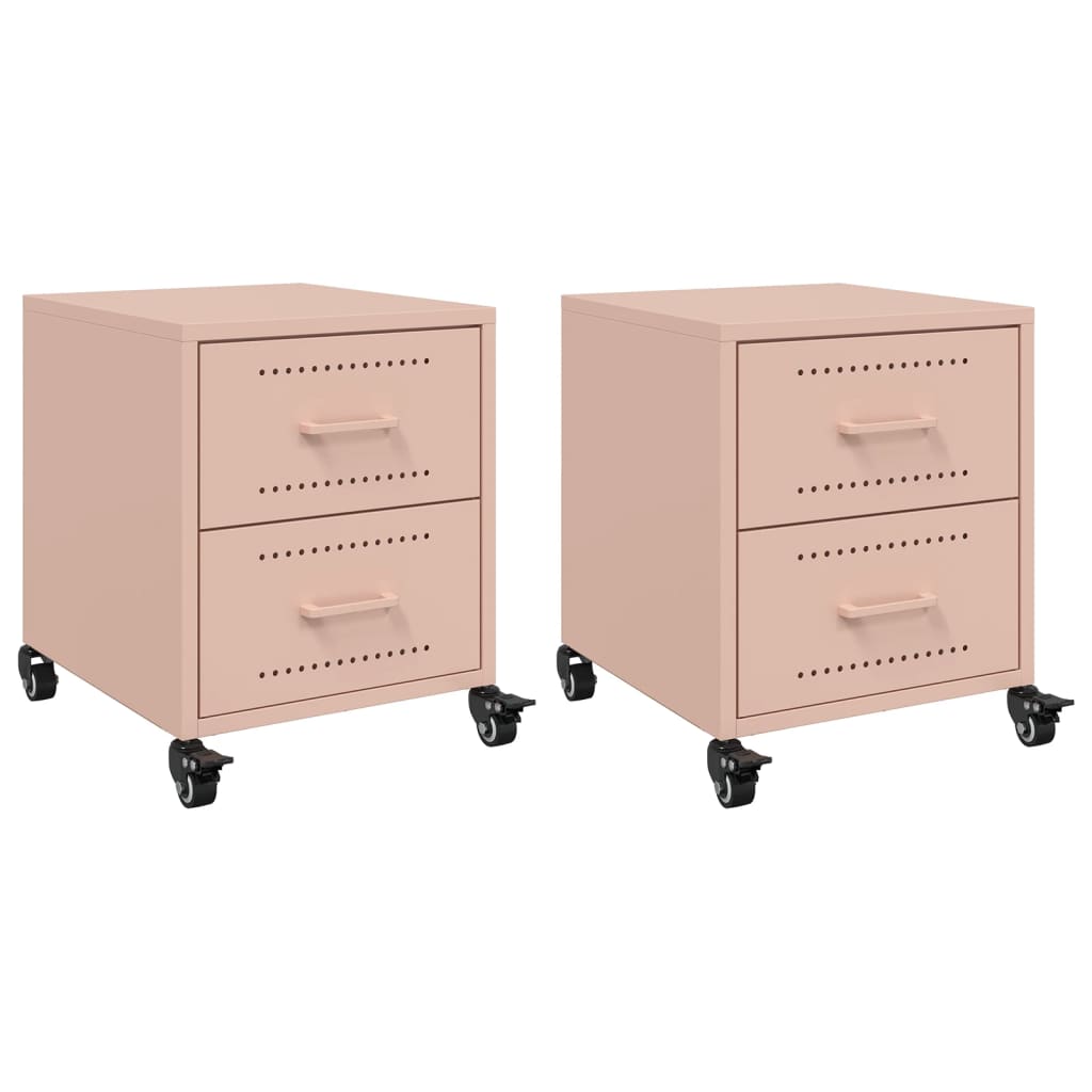 vidaXL Yöpöydät 2 kpl pinkki 36x39x43,5 cm teräs