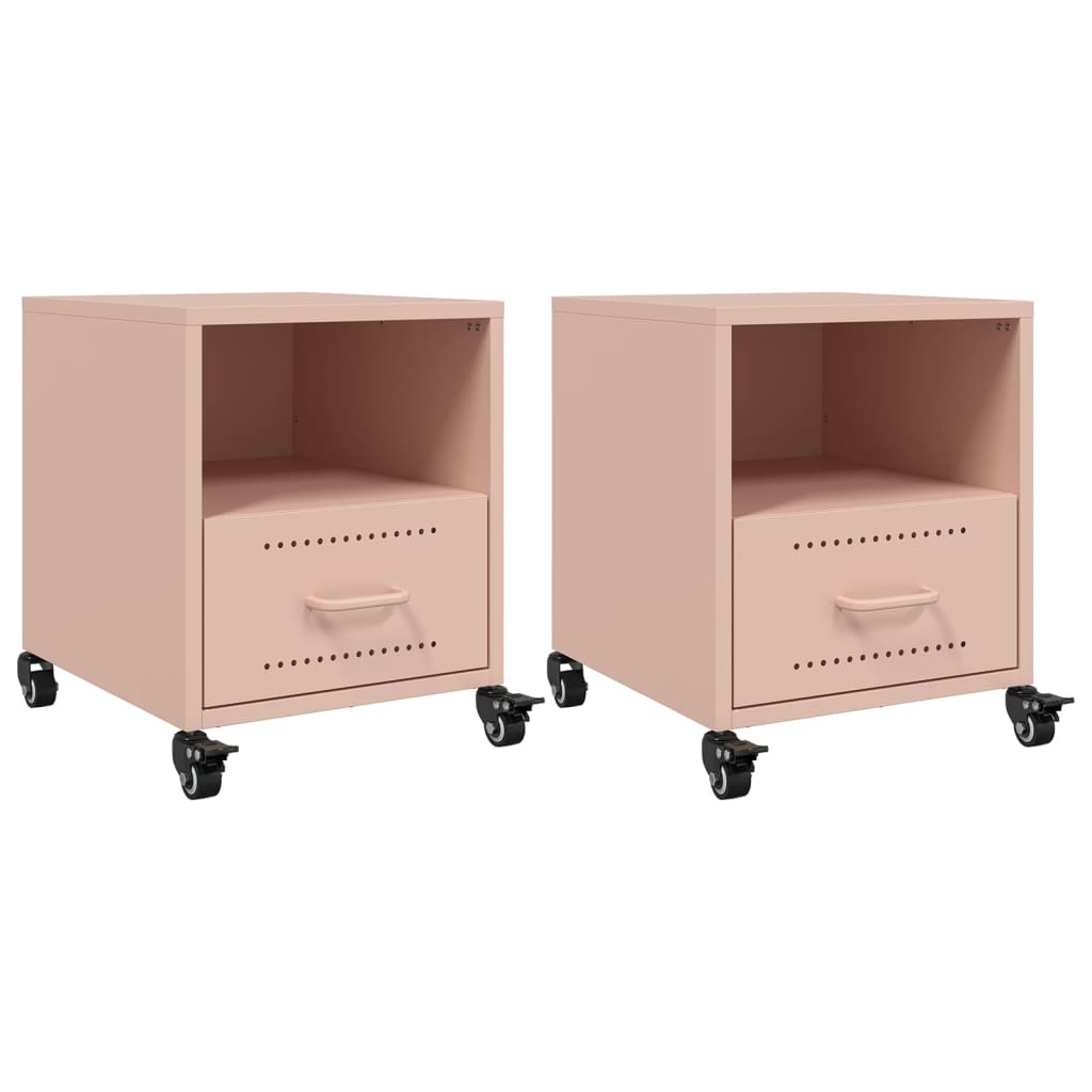 vidaXL Yöpöydät 2 kpl pinkki 36x39x43,5 cm teräs