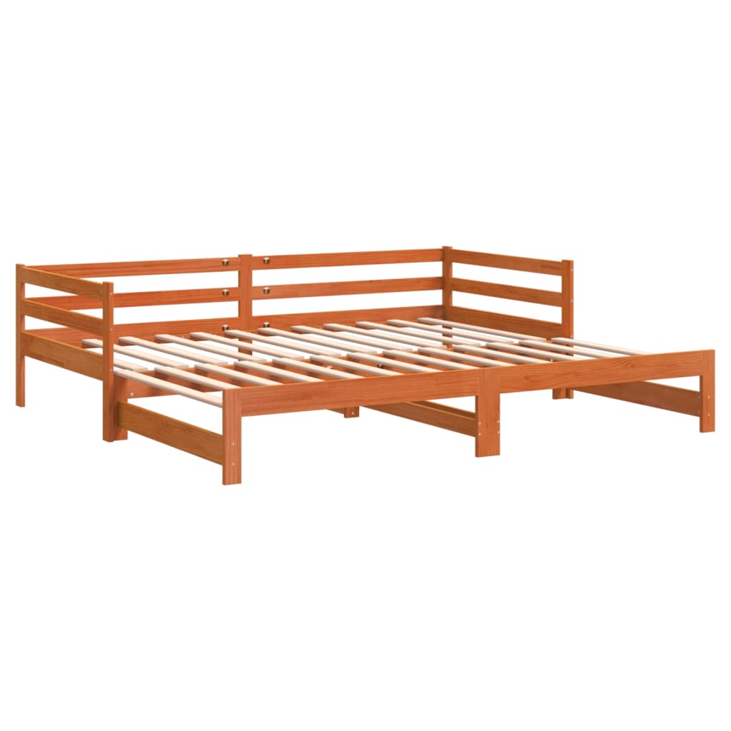 vidaXL Vuodesohva rullilla vahanruskea 90x200 cm täysi mänty