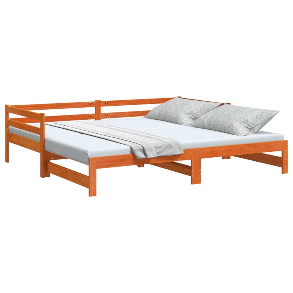 vidaXL Vuodesohva rullilla vahanruskea 90x200 cm täysi mänty