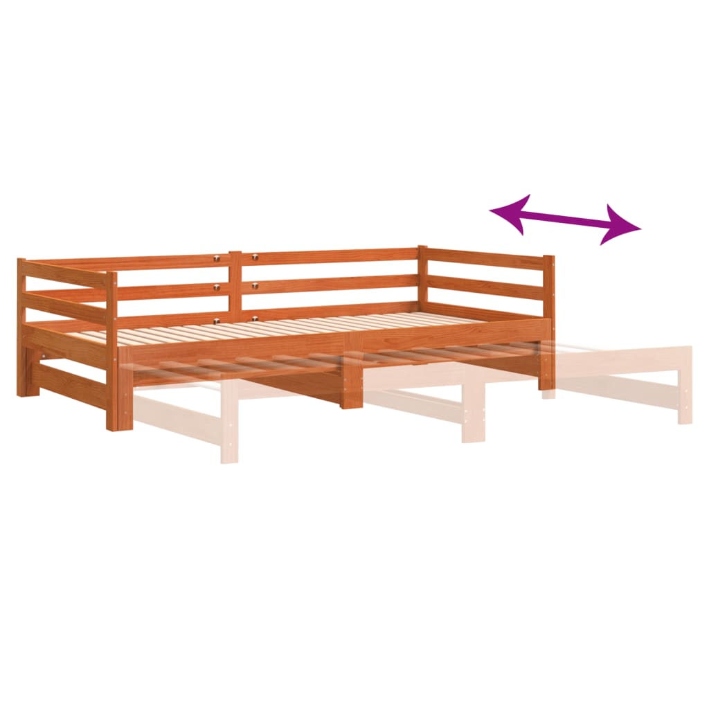 vidaXL Vuodesohva rullilla vahanruskea 90x200 cm täysi mänty