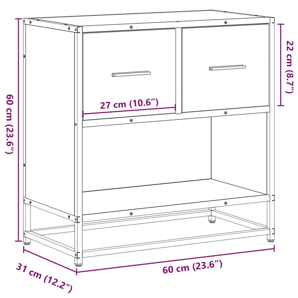 vidaXL yökaappi savustettu tammi 60x31x60 cm tekninen puu ja metalli