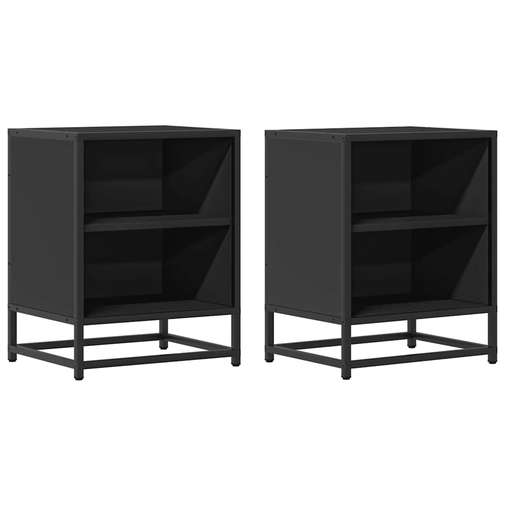vidaXL Yöpöydät 2 kpl musta 40x31x50 cm tekninen puu ja metalli