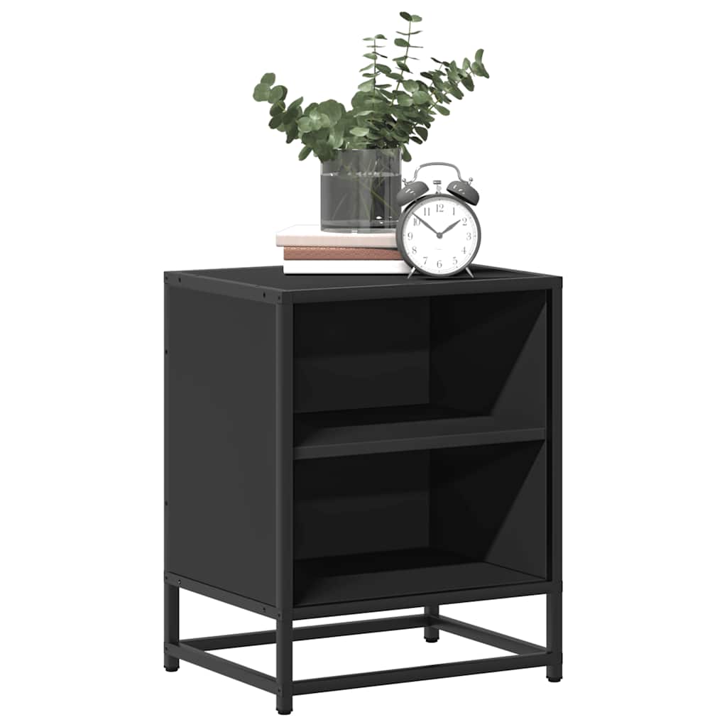vidaXL Yöpöydät 2 kpl musta 40x31x50 cm tekninen puu ja metalli