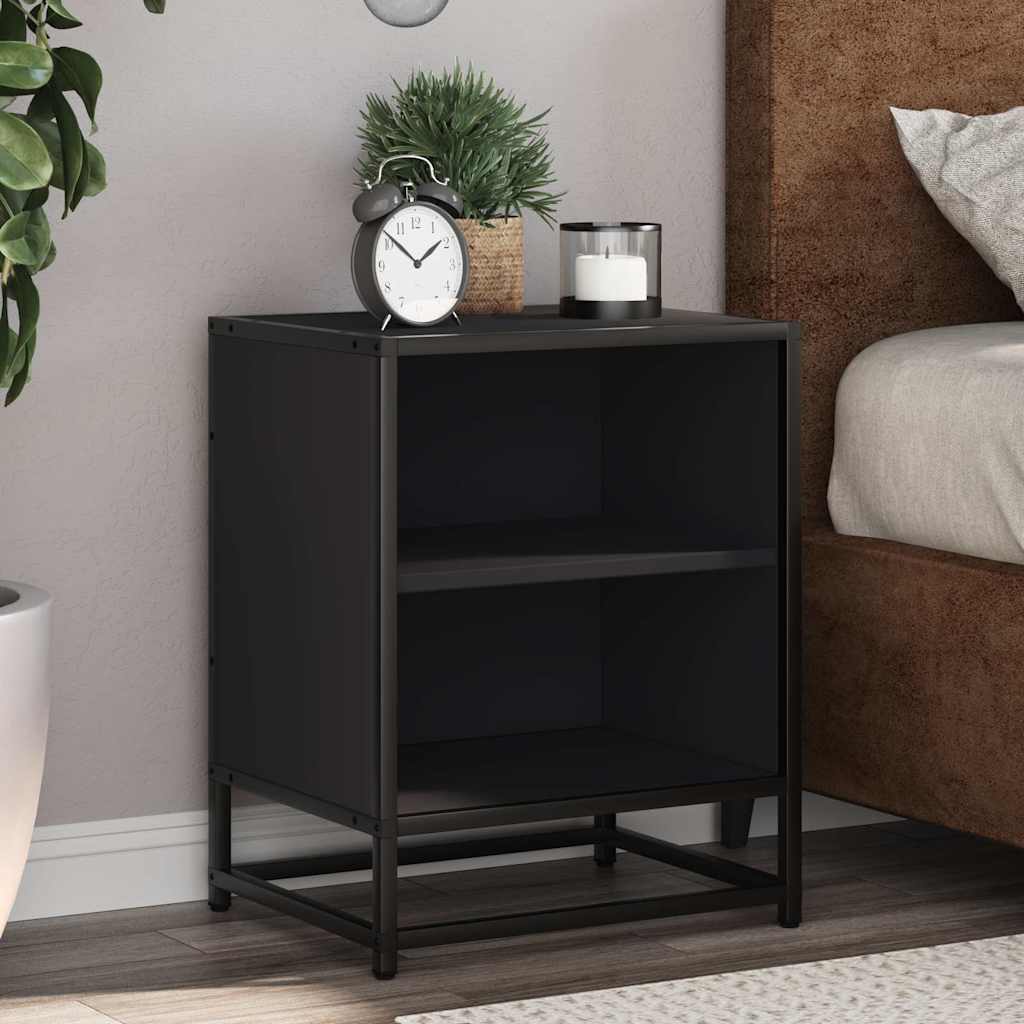 vidaXL Yöpöydät 2 kpl musta 40x31x50 cm tekninen puu ja metalli