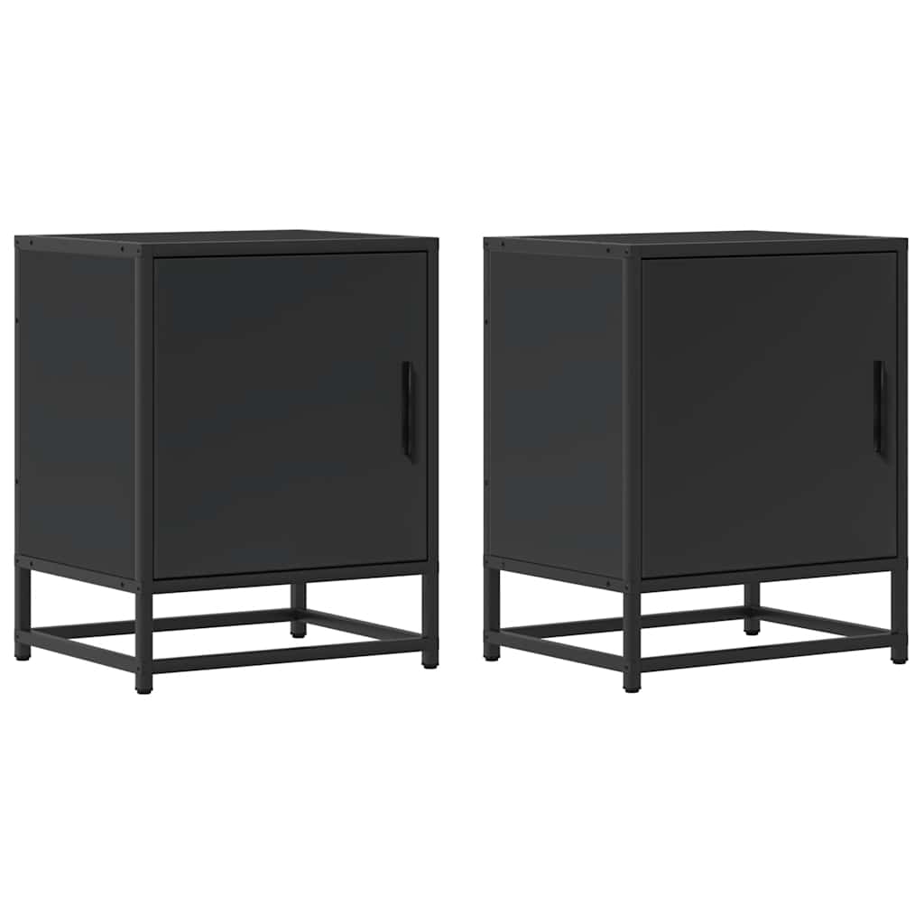 vidaXL Yöpöydät 2 kpl musta 40x31x50 cm tekninen puu ja metalli