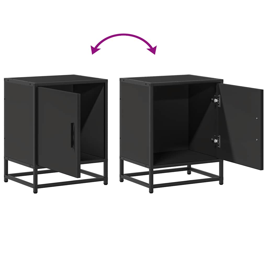 vidaXL Yöpöydät 2 kpl musta 40x31x50 cm tekninen puu ja metalli